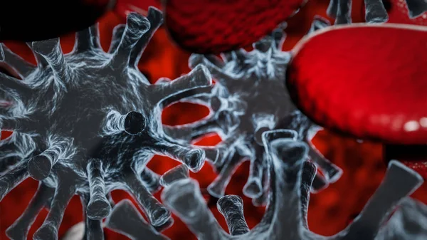 Ілюстрація Макрозображення Еритроцитів Сірих Вірусів — стокове фото