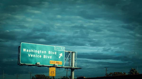 Washington Venice Boulevard Sign Freeway Los Angeles Southern California Usa — Stock Photo, Image
