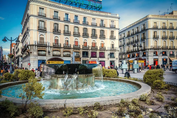 Мадрид Испания Января 2020 Площадь Пуэрта Дель Соль Солнечный День — стоковое фото