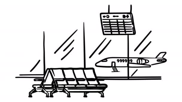 Airport Hall Whiteboard animace 4k záběry — Stock video