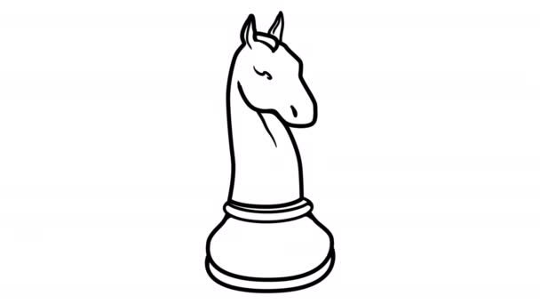 Chess Knight whiteboard animation 4K footage — Stock Video