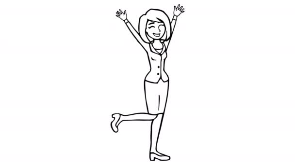 Woman Happy whiteboard animation 4K footage — Stock Video
