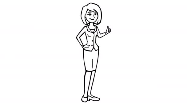 Mulher legal whiteboard animação 4K imagens — Vídeo de Stock