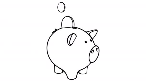 Money Pig whiteboard animatie 4k beeldmateriaal — Stockvideo