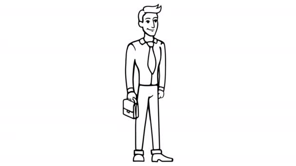 男性スタンダードホワイトボードアニメーション4k映像 — ストック動画