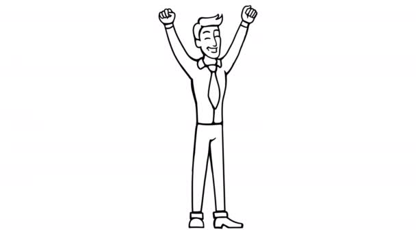 Homem feliz whiteboard animação 4K imagens — Vídeo de Stock