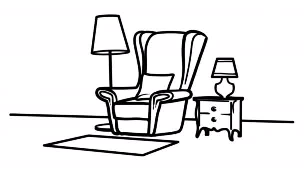 Animación de pizarra blanca de sala de estar Imágenes 4K — Vídeo de stock