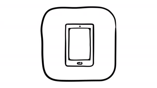 Ícone Smartphone whiteboard animação 4K imagens — Vídeo de Stock