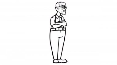 Dede Kızgın beyaz tahta animasyon 4k görüntü alfa kanalı ile