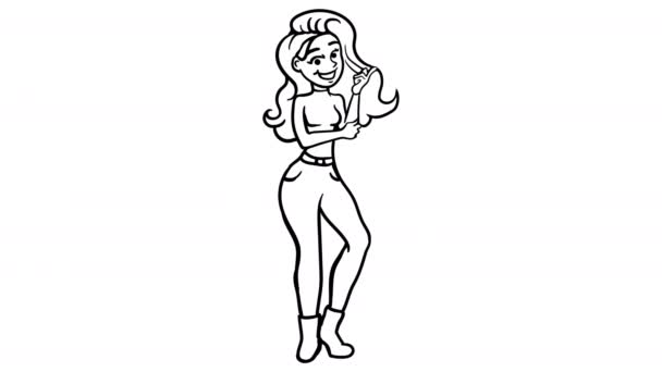 Girl Idea Whiteboard Animatie Beelden Met Alpha Kanaal — Stockvideo