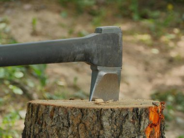 Oduncu chop ahşap bir balta ile