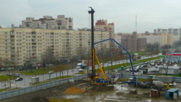 San Petersburgo Rusia Octubre 2018 Enorme Plataforma Perforación Sitio Construcción — Vídeos de Stock