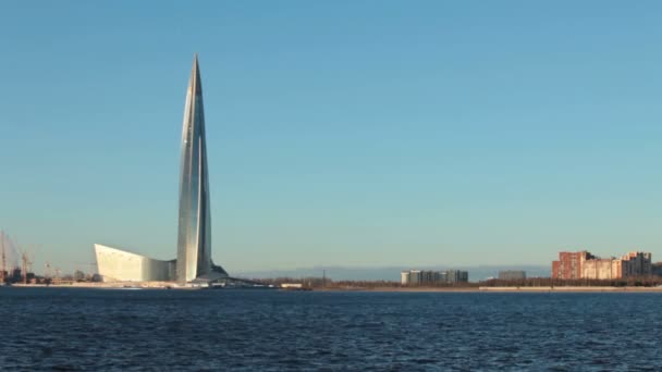 Petersburg Federacja Rosyjska Listopada 2018 Wieżowiec Siedzibie Gazprom Sankt Petersburgu — Wideo stockowe