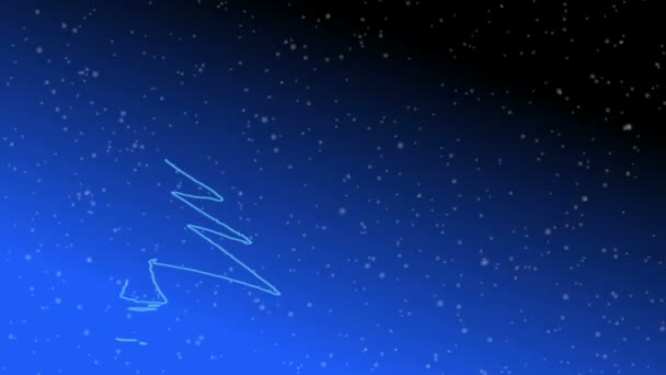 圣诞树与星动画 蓝色梯度背景 — 图库视频影像