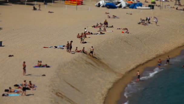 Persone Abbronzate Irriconoscibili Rilassarsi Sulla Spiaggia Time Lapse — Video Stock