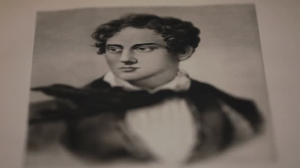 Lord Gordon Byron Türkçe Romantik Şair Portre — Stok video