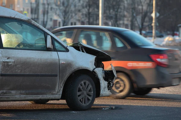 Accidente Cruce Caminos Roto Invierno — Foto de Stock