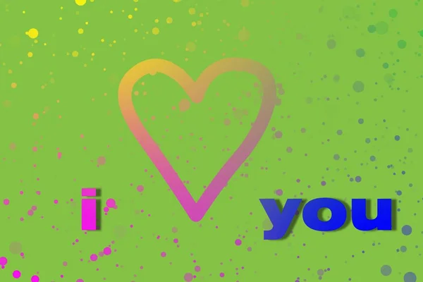 Bright Sign Heart Flicker Green Color Gradient Happy Valentine Day — Stock Photo, Image