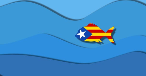 Независимость Каталония Рыбная Концепция Свобода Испании — стоковое видео