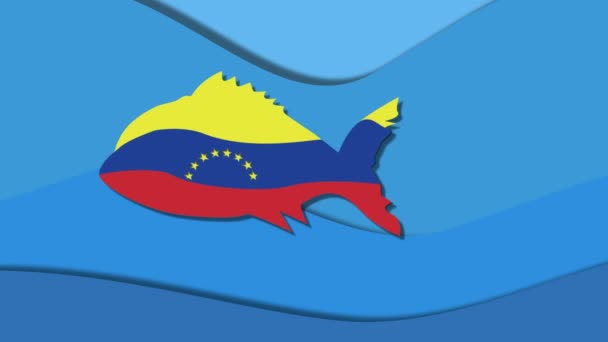 Ein Kleiner Fisch Der Farbe Der Fahne Von Venezuela Fällt — Stockvideo