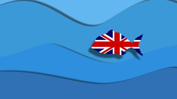 Great Britain Free Fisch Brexit Konzept Animation — Stockvideo