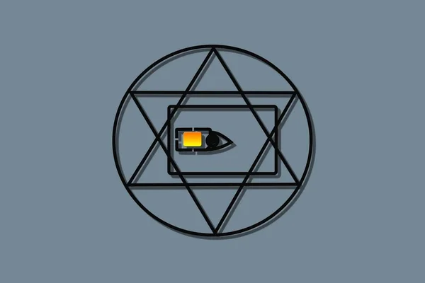 Sim Card All Seeing Eye Triângulo Círculo Eternidade Símbolo Maçônico — Fotografia de Stock