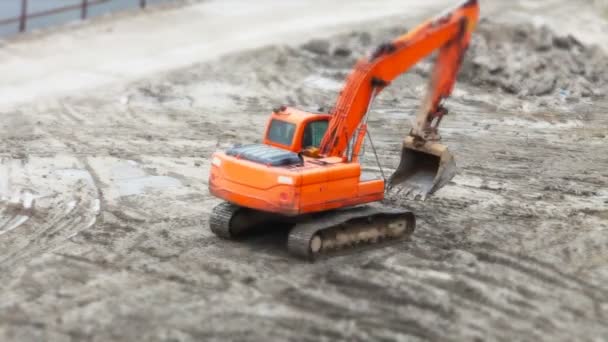 Excavadoras Vista Del Sitio Construcción Desde Arriba Inclinación Lapso Tiempo — Vídeos de Stock