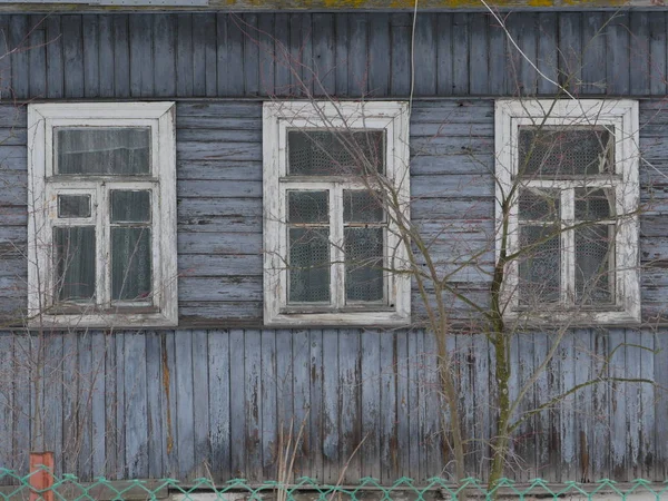Windows Old Wooden Farmhouse — Stock Photo, Image
