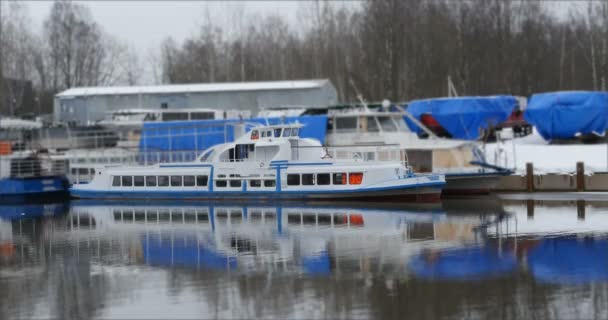 Petersburg Russia March 2019 Soviet Pleasure River Ship Type Moscovite — стоковое видео