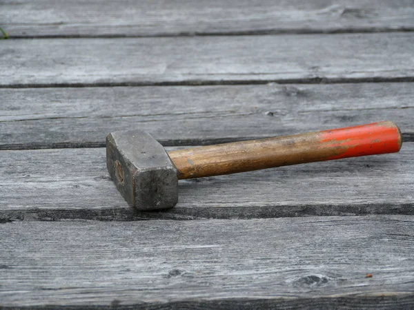 Sledgehammer Boards Old Bridge Close — Stock Photo, Image