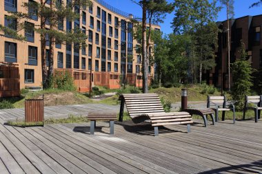  ön planda ahşap boardwalk tezgah