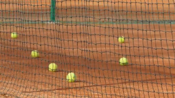 Τένις Μπάλα Πίσω Από Την Καθαρή — Αρχείο Βίντεο