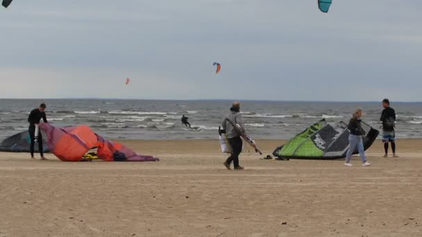 Petersburg Russia August September 2019 Beach Kite Boarder Time Lapse — Stock Video