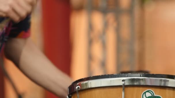Drummer Drumming Musician Hands Drum Drum Sticks Close — Stock Video
