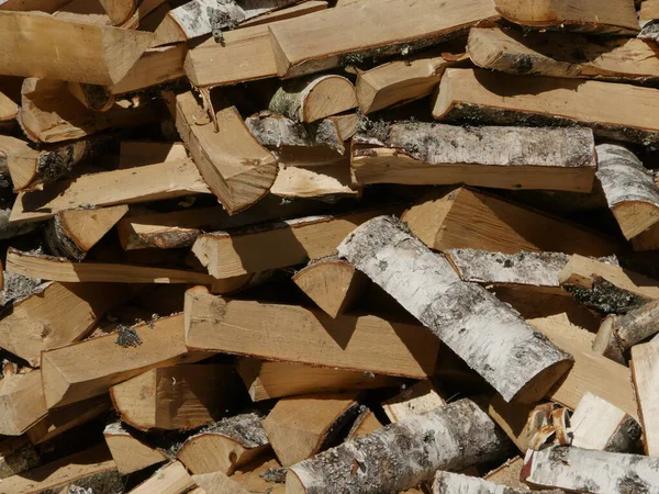 Chopped Birch Firewood Heap Background — Stock Photo, Image