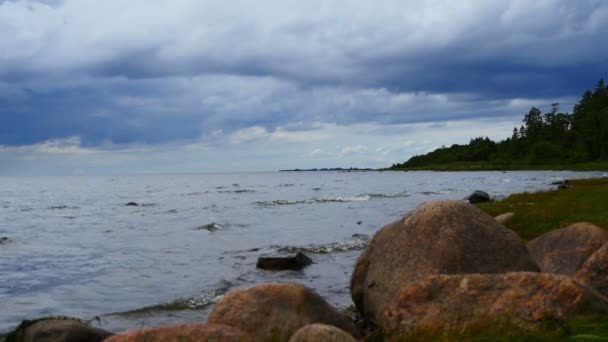 Utsikt Över Ladogasjön Hårt Nordligt Landskap — Stockvideo