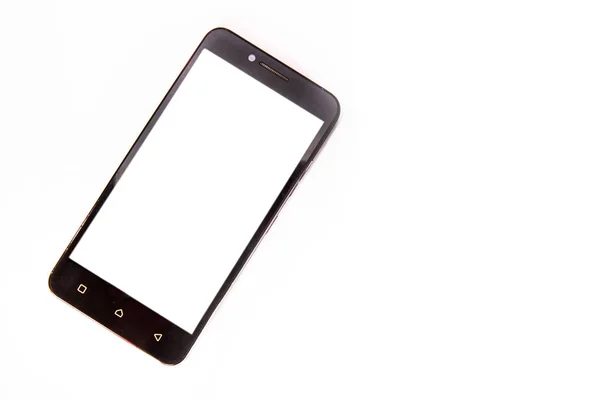 Moderní Smartphone Bílým Plátnem Bílém Pozadí — Stock fotografie