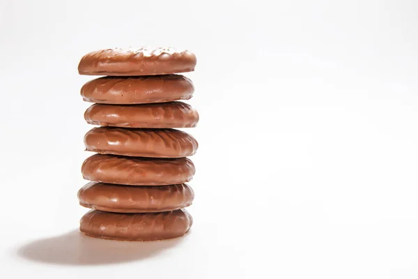 A stack of chocolate protein bars. Isolate on white background