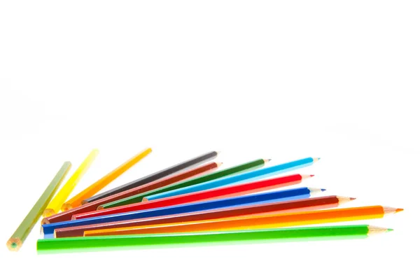 Lápis Multicoloridos Sobre Fundo Branco Conceito Internacional — Fotografia de Stock