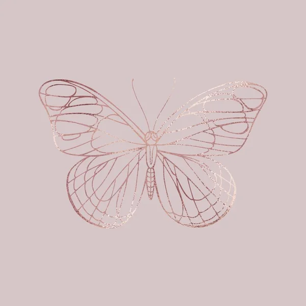 Buttefly. Rose gold texture. Elegant vector stock illustration