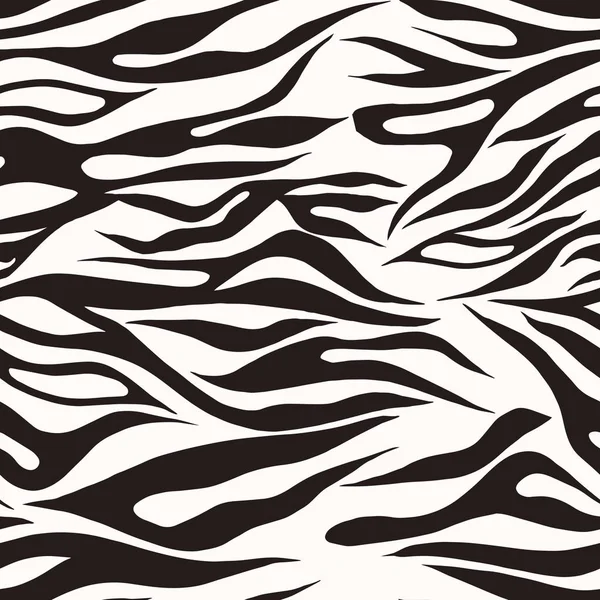 Zebra Huid Zwart Wit Vector Naadloze Patroon Met Imitatie Zebra — Stockvector