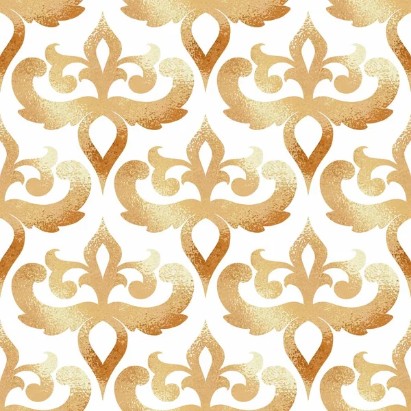 Gouden damast patroon. Naadloze vectorachtergrond met ornament. Imitatie van gouden textuur voor design — Stockvector