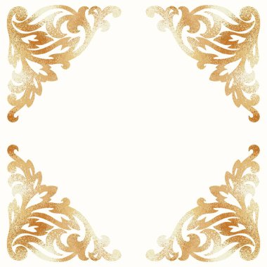 Altın İspanyol kumaşı. Süslü vektör arkaplanı. Tasarım için altın dokusunun taklit edilmesi