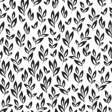 Tarzlı dallar. Yüzey tasarımı için vektörsüz siyah beyaz desen