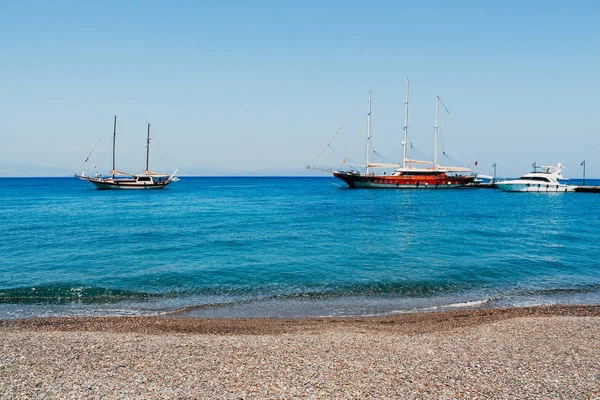 Pláže Ostrov Kos Lodí Řecku — Stock fotografie