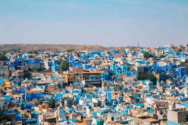 Mavi şehir manzaralı Jodhpur, Hindistan