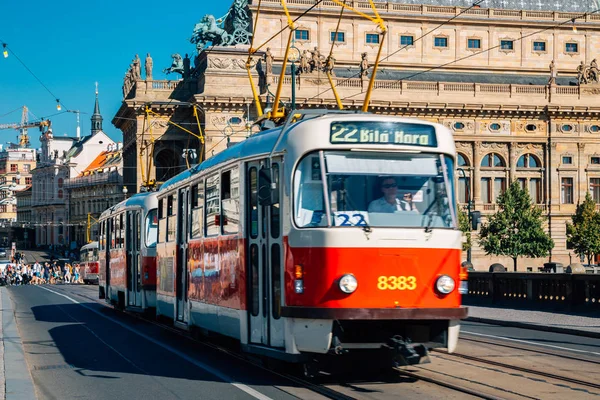 Prague République Tchèque Août 2016 Vieux Tramway Européen — Photo