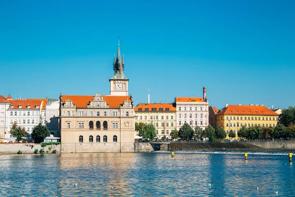 Vltava river and European buildings in Prague, Czech Republic