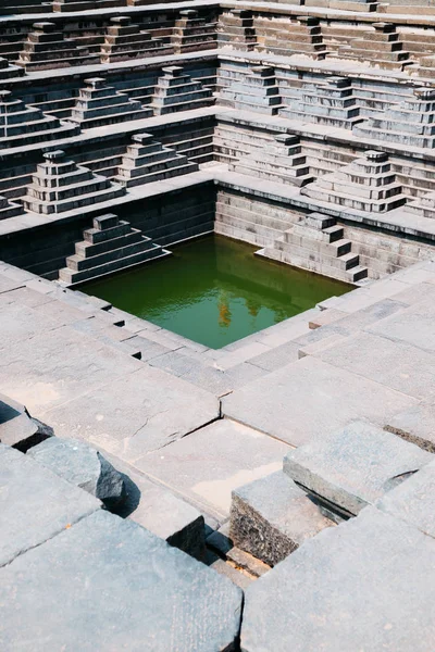 Pushkarani Stepped Tank, Ancient ruins in Hampi, India