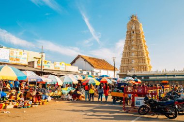 Mysore, India - December 30, 2017 : Sri Chamundeshwari Temple and street market clipart